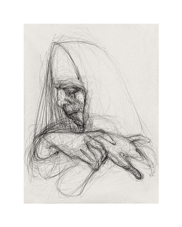 "217. Година за рік, 2022 / An hour per year, 2022 папір, вугілля / paper, charcoal 60 x 42 см.";